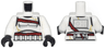 Torso SW Armor Stormtrooper, Simplified Armor with Shoulder Belts, Dark Red Bandages Around Chest and Stomach, Gold Cracks Pattern / White Arms / Black Hands