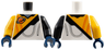 Torso Spacesuit with Bright Light Orange Panel, Classic Space Logo, Black Stripe, and Sand Blue Collar Pattern / Black Arm Left / Bright Light Orange Arm Right / Dark Blue Hands
