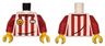 Torso Shirt with Button and Red Vertical Stripes and Collar, Silver Name Tag, Yellow Smiley Face Pin Pattern / Red Arms / Yellow Hands