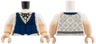 Torso Female Dark Blue Vest, White Blouse with Light Bluish Gray Squares and Flowers, Light Nougat Neck Pattern / Light Nougat Arms with Molded White Short Sleeves Pattern / Light Nougat Hands