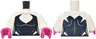 Torso Female Black Bodysuit with Deep V Neck and Dark Blue Dots, Dark Bluish Gray Sides Pattern / White Arms / Magenta Hands