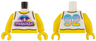 Torso Tank Top Cropped with Bright Pink and Dark Purple Paradisa Logo, Yellow Neck and Stomach, '92' on Back Pattern / Yellow Arms / Yellow Hands