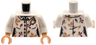 Torso Female Button Up Shirt with Nougat and Dark Red Leaves, Silver Pearl Necklace, Gold Brooch Pattern / White Arms / Light Nougat Hands