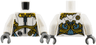 Torso Female Jumpsuit, Metallic Light Blue Zipper and Waist, Gold Trim Pattern / White Arms / Dark Bluish Gray Hands