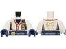 Torso Robe with Coral Hems, Dark Blue Panels, Gold Cat Head on Sand Blue Belt Pattern / White Arms / Dark Blue Hands