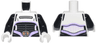 Torso Cropped Top with Silver Bar and Lavender Trim over Black Robe with Light Bluish Gray Lines, Nougat Belt Buckle Pattern / Black Arms / White Hands