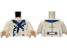 Torso Chef Jacket with Gold Buttons, Blue Neckerchief, Light Nougat Neck with Muscles Outline, Dark Bluish Gray Creases Pattern / White Arms / Light Nougat Hands