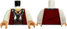 Torso Dark Red Vest with Sparkles over White Shirt with Open Collar, Medium Tan Neck, Dark Orange Belt with Beads, Sand Blue Sash, Necklace and Cord with Keys Pattern / White Arms / Medium Tan Hands