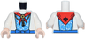 Torso Dress with Dark Azure Flower Panel, Blue Bow Belt, Red Boy Scouts Bandana with Black Fleur-de-lis, Gold Necklace Pattern / White Arms / Light Nougat Hands