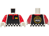 Torso Black Vest with Checkered Hem, Red Collar, Bright Light Orange Name Badge, 'FRIES' on Back Pattern / Red Arms / White Hands