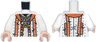 Torso Robe Tattered with Nougat, Dark Orange and Sand Blue Stripes and Patchwork Trim, and Gold Triangle Necklace Pattern (HP Deathly Hallows) / White Arms / Light Nougat Hands