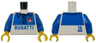 Torso Shirt with Buttons, Blue Collar and Panels, Black and Dark Bluish Gray Stitching, Red and Silver Bugatti Logo and '16' Pattern / Blue Arms / Yellow Hands