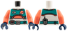 Torso Spacesuit with Dark Turquoise Vest and Belt, Coral Classic Space Logo and Trim, Silver Buckle and Gadget Pattern / Coral Arms / Dark Blue Hands