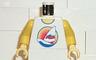 Torso Shirt with Long Surfboard with Sail on Blue Water in Circle Sunset Logo, Yellow Neck Pattern / Yellow Arms / Yellow Hands
