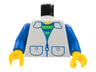 Torso Train Striped Undershirt, Zipper Jacket Pockets Pattern / Blue Arms / Yellow Hands