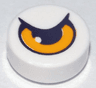 Tile, Round 1 x 1 with Bright Light Orange Eye with Partially Closed Eyelid Pattern