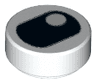 Tile, Round 1 x 1 with Black Eye Squinting with Pupil in Corner Pattern