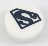 Tile, Round 1 x 1 with Black Superman Logo Pattern