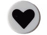 Tile, Round 1 x 1 with Black Heart Pattern