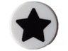 Tile, Round 1 x 1 with Black Star Pattern