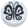 Tile, Round 1 x 1 with Black Butterfly Pattern