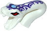 Minifigure, Head, Modified Snake Long Neck with Open Mouth with Red Eyes, Bright Light Blue Gem and Dark Purple Tribal Symbol Tattoos Pattern