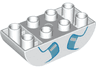 Duplo, Brick 2 x 4 Slope Curved Inverted Double with Medium Azure and Light Aqua Hooves Pattern
