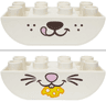 Duplo, Brick 2 x 4 Slope Curved Inverted Double with Dog Mouth, Dark Brown Freckles, Licking Tongue / Mouse with Whiskers, Bright Pink Nose, Yellow and Orange Cheese Pattern