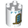 Duplo, Brick Round 2 x 2 x 2 with Rounded Window with Panes Pattern