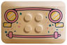 Wedge 6 x 4 x 2/3 Quad Curved with Round Headlights and Rectangle Blinkers with Diagonal Stripes, Bumper, Bright Light Yellow, Bright Pink and Dark Turquoise Ice Frosting and Stars Pattern