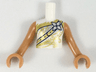 Torso Mini Doll Girl Top with Gold Strap and Filigree, Silver Star Pattern, Medium Nougat Arms with Hands