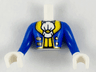 Torso Mini Doll Man Blue Coat with White Ascot, Yellow and Gold Trim Pattern, Blue Arms / Sleeves with White Hands / Gloves