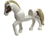Horse, Friends Style with 2 x 2 Cutout and Movable Neck with Fixed Flexible Rubber Tan Tail and Roached Mane with Medium Blue Eyes, Black Eyebrows, Reddish Brown Spots Pattern (Cloud)