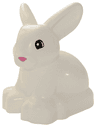 Duplo Bunny / Rabbit Head Turned Left with Eyes Top Semicircular and Dark Pink Nose Pattern