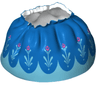 Duplo Wear Cloth Skirt Satin with Blue Layered Top Skirt and Tall Medium Azure and Magenta Flowers Pattern