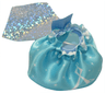 Duplo Wear Cloth Skirt Satin with White Lines and Stars on Medium Azure Background Pattern