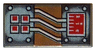 Tile 1 x 2 with Copper and White Circuitry, Red Rectangle and 4 Squares Pattern