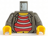 Torso Adventurers Desert Red and Silver Striped Undershirt and Navel Pattern / Dark Gray Arms / Yellow Hands