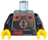 Torso Adventurers Orient Chinese Guard Armor with Shoulder Pads and Gold Medallion, Black Belt with Red Pouch, Knife Handle Pattern / Black Arms / Yellow Hands