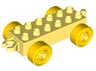 Duplo Car Base 2 x 6 with Open Hitch End and Yellow Wheels with Fake Bolts