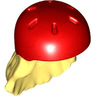 Mini Doll, Hair Combo, Hair with Hat, Long with Molded Red Bicycle Helmet Pattern