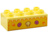 Duplo, Brick 2 x 4 with Yellow Sand Castle Wall with Orange Windows, Shell and Dark Pink Snail Shells Pattern