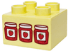 Duplo, Brick 2 x 2 with Red and White Strawberry Jam Jars Pattern