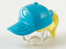 Minifigure, Hair Combo, Hair with Hat, Ponytail with Molded Medium Azure Ball Cap and Printed White Wave Logo Pattern
