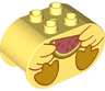 Duplo, Brick 2 x 4 x 2 Rounded Ends with Wings Holding Watermelon Slice and Bright Light Orange Webbed Feet, Duck Body Pattern