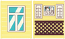 Glass for Window 1 x 6 x 6 Flat Front with Window with Medium Azure Panes, White Frame and Reflections / Bluey Family Photo and Reddish Brown Lattice Railing Pattern