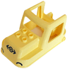 Duplo, Train Locomotive Cabin 4 x 8 x 3 1/2 with 4 Studs on Top Front with Dark Blue Train Logo and Headlights Pattern
