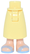 Mini Doll Hips and Skirt Long with Molded Light Nougat Legs and Printed Bright Light Blue Sandals Pattern - Thick Hinge