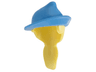 Minifigure, Hair Combo, Hair with Hat, Long Ponytail with Molded Medium Blue Tilted Hat with Brim Pattern