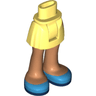Mini Doll Hips and Skirt, Nougat Legs and Dark Azure Open Top Shoes with Dark Blue Soles Pattern - Thick Hinge